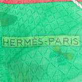 エルメス カレジェアン140 FARANDOLE プロヴァンス地方の踊り 蝶 スカーフ グリーン コットン レディース HERMES 【中古】